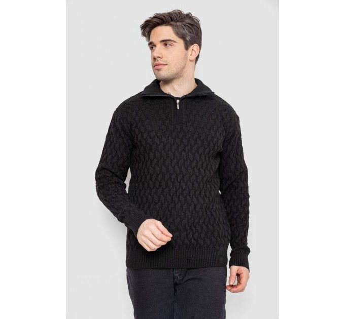 Свитер мужской однотонный, цвет черный, 161R905