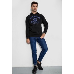 Худи мужской на флисе с капюшоном, цвет черный, 244R2197