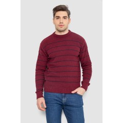 Свитер мужской в полоску, цвет бордовый, 161R1057