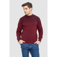 Свитер мужской в полоску, цвет бордовый, 161R1029