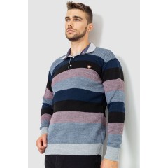 Свитер-обманка мужской в полоску, цвет сине-черный, 161R901-1