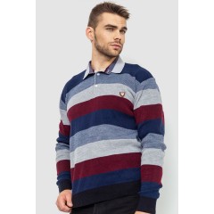 Свитер-обманка мужской в полоску, цвет сине-серый, 161R901-1