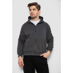 Кофта мужская на флисе с капюшоном, цвет темно-серый, 238R58697-1
