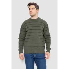 Свитер мужской в полоску, цвет хаки, 161R1057