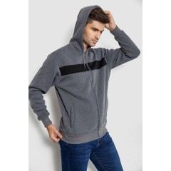 Кофта мужская на флисе с капюшоном, цвет серый, 244R2559