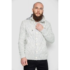 Кофта мужская на молнии с капюшоном, цвет светло-серый, 214R10635