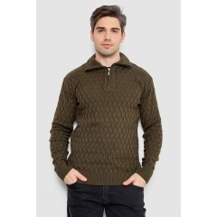 Свитер мужской однотонный, цвет хаки, 161R905