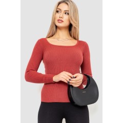 Кофта женская в рубчик  -уценка, цвет темно-коралловый, 204R9024-U-4