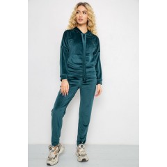 Спортивный костюм женский велюровый, цвет темно-зеленый, 177R022-1