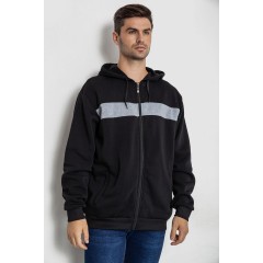 Кофта мужская на флисе с капюшоном, цвет черный, 244R2559
