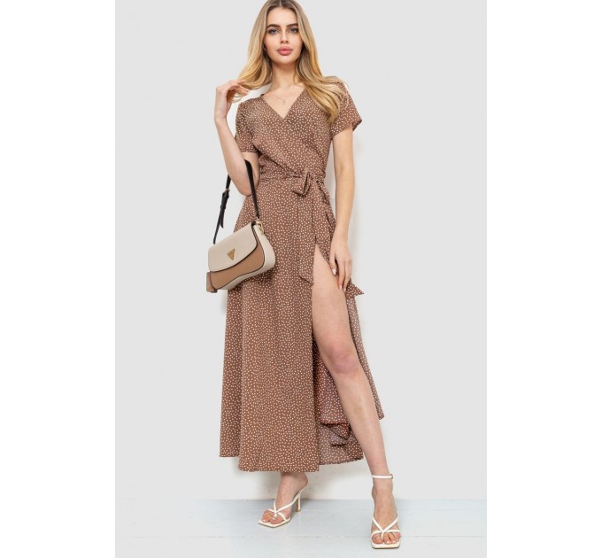 Сарафан в горох, цвет коричнево-белый, 241R157