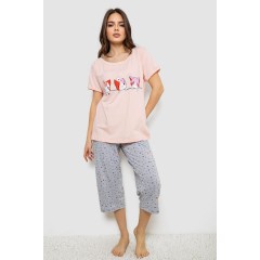 Пижама женская с принтом  -уценка, цвет персиковый, 243R1602-008-U-9