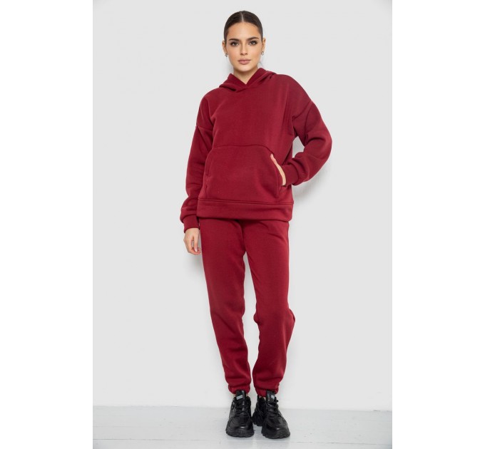 Спортивный костюм женский на флисе, цвет бордовый, 177R055