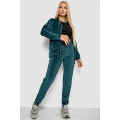 Спортивный костюм женский велюровый, цвет темно-зеленый, 177R018