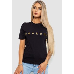 Футболка женская с принтом, цвет черный, 238R57378